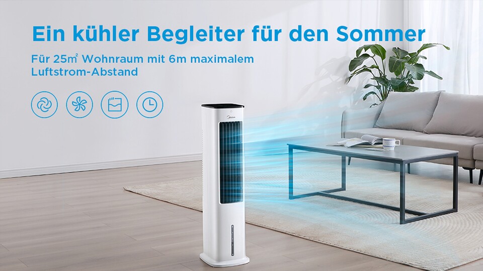 Die beste Alternative zum mobilen Klimagerät: Der Ventilator mit Wasserkühlung und Wassertank kühlt - mit einem Trick!