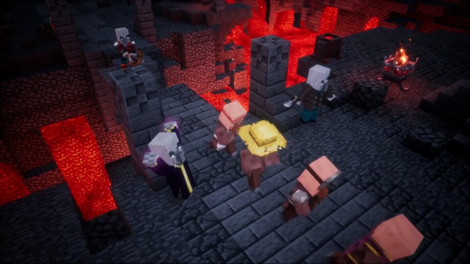 In Minecraft: Dungeons prügelt ihr euch mit bis zu vier Spielern in der Iso-Perspektive durch Minen, Sümpfe und Canyons.