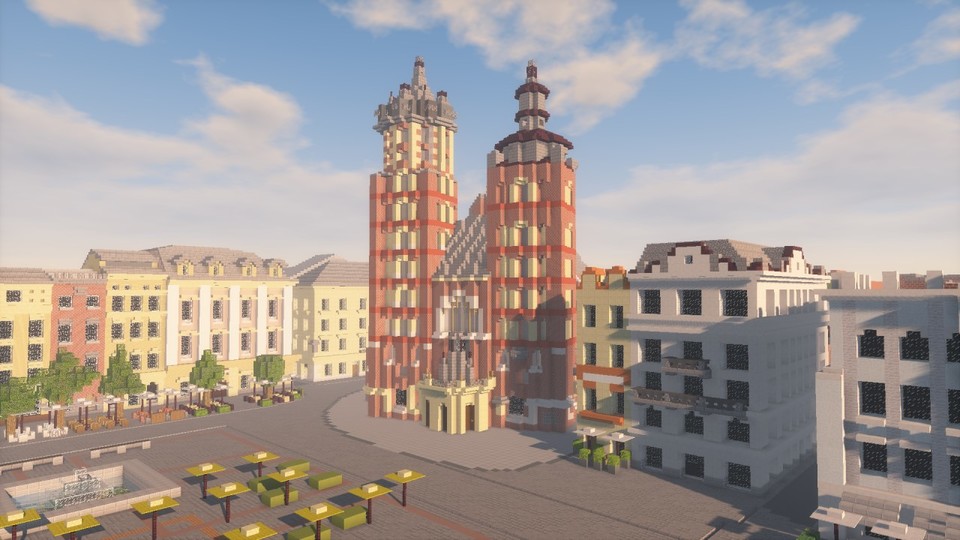 Schüler sollen in Minecraft polnische Wahrzeichen nachbauen. Für den Hauptmarkt von Krakau dürfte der Platz aber nicht reichen.