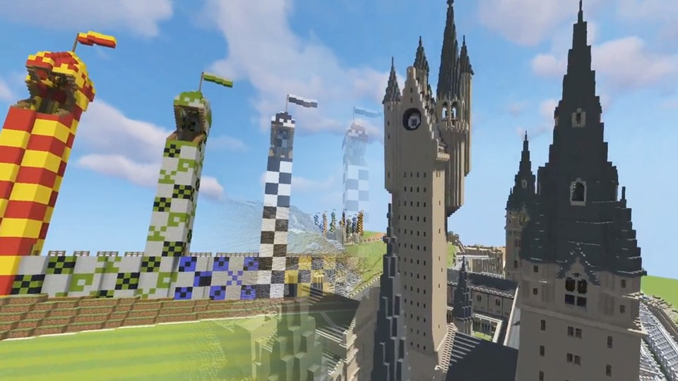 So beeindruckend kann Hogwarts in Minecraft aussehen. (Bildquelle: Die Screenshots stammen aus dem Video von Reddit-User ducky_67)