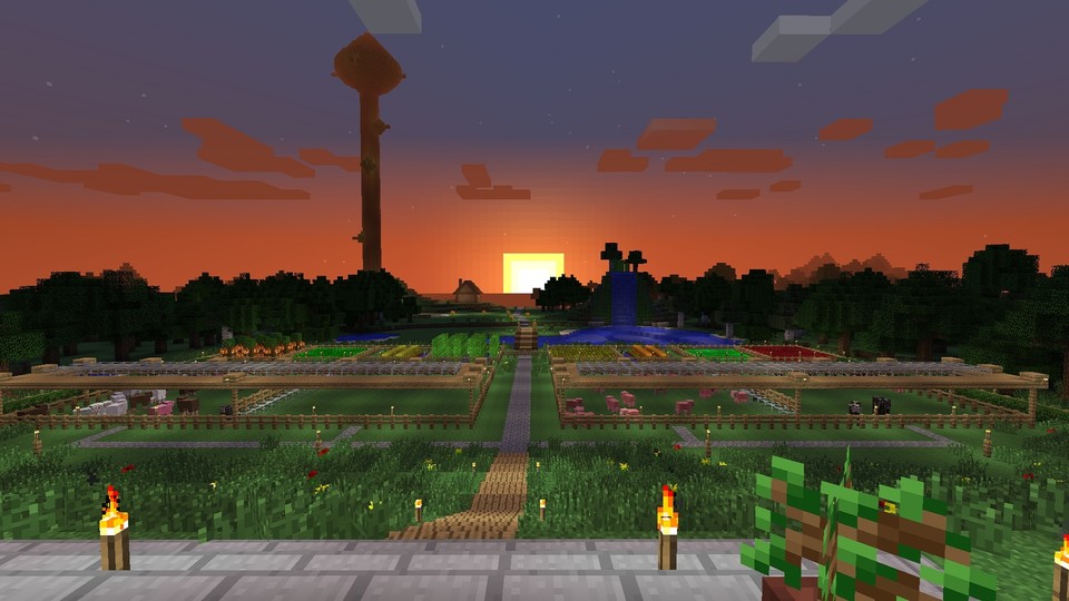 Dass Minecraft aber auch ohne irgendwelche Mods richtig schön sein kann, beweist der Sonnenuntergang.