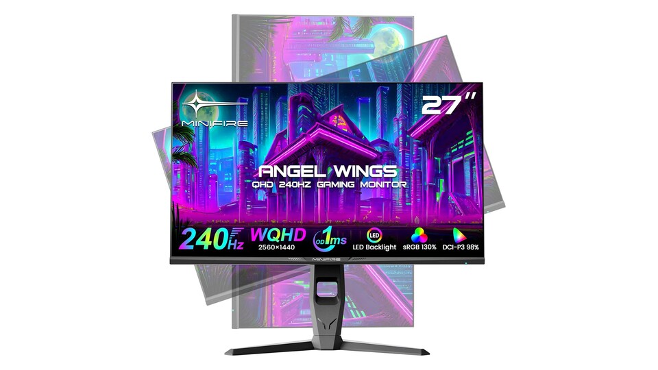 Der Monitor ist drehbar und lässt sich auch ganz einfach im Portrait-Format nutzen.