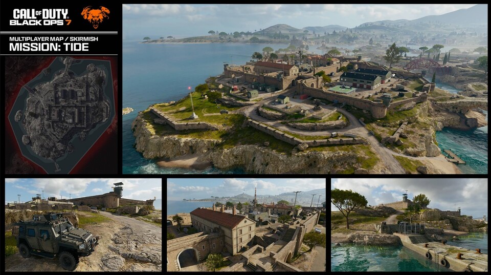 Layout und Locations der Black Ops 7 Map Mission: Edge auf einen Blick.