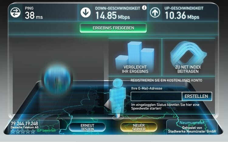 Im Speedtest zeigen sich bei LTE ausreichend geringe Latenzzeiten fürs Onlinegaming.