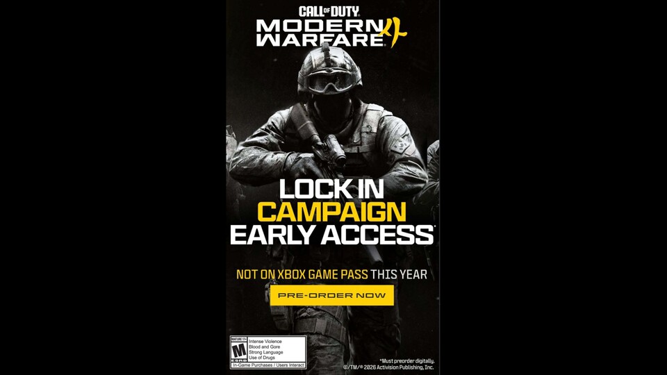 Andere Spiele werben mit dem Game Pass, CoD wirbt damit, nicht im Abo zu sein.