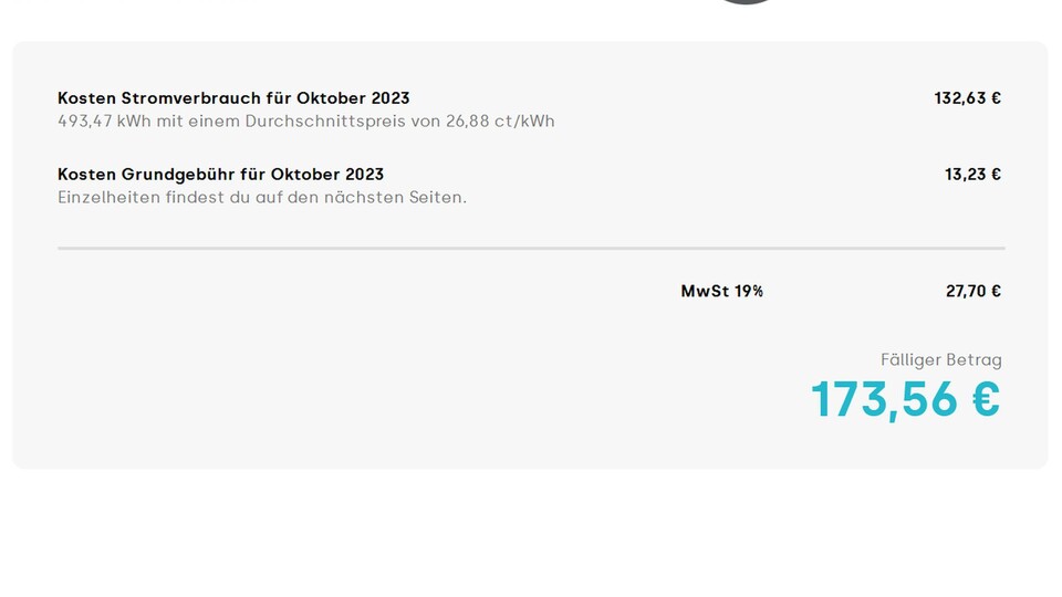 Die erste Abrechnung des dynamischen Stromtarifes: Statt bei gleichem Verbrauch 240 Euro zahlte ich nur 173,56 Euro. Im November und Dezember wirds etwas teurer, trotzdem liegt der Preis bei mir unter dem meines alten Anbieters. Und bei dem wurde es im Sommer nicht plötzlich günstiger.