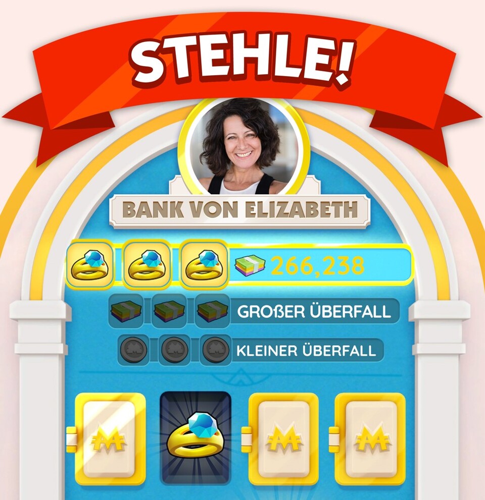 Minispiele sind ein besonderes Feature von MONOPOLY GO! Hier könnt ihr die Bankkonten eurer Mitspieler ausrauben.