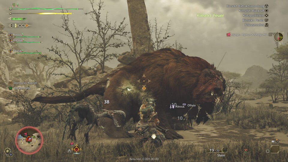 Selbst kleinere Monster wie dieser Alpha-Doshaguma haben es in sich. Wer unvorbereitet jagen geht, geht schnell zu Boden und wacht dann im Lager wieder auf.