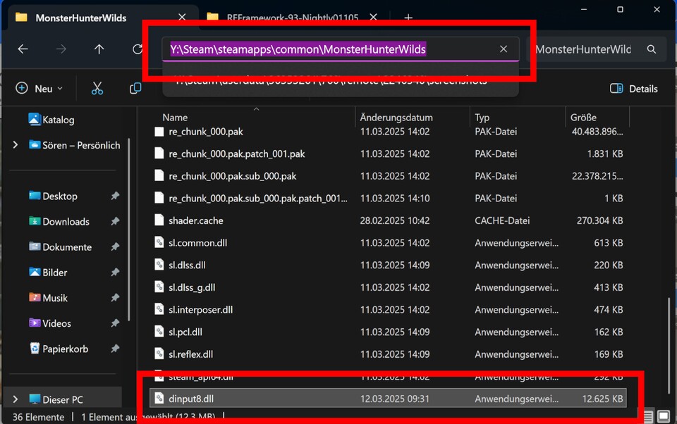 Die Installation des REFramework ist simpel. Schiebt einfach die Datei dinput8.dll in euer Installationsverzeichnis und startet das Spiel - fertig!
