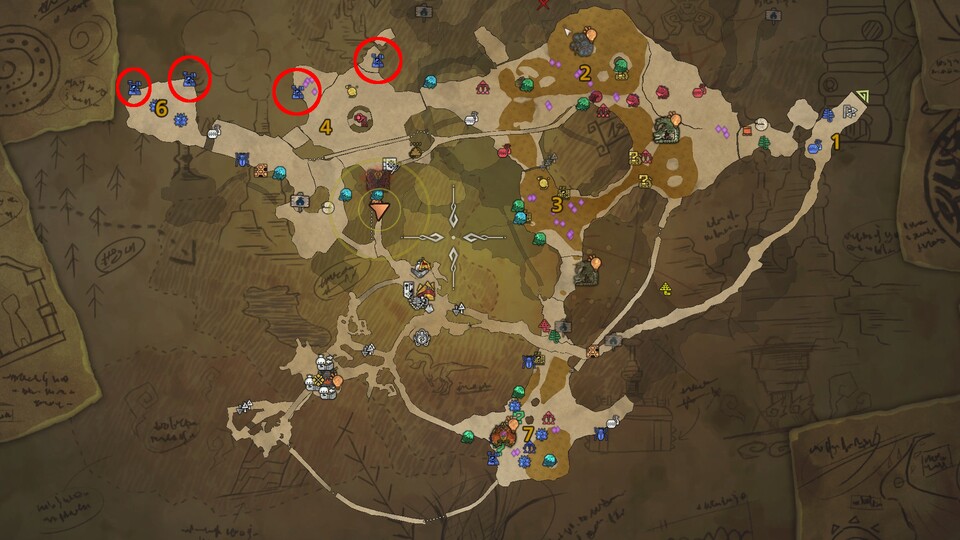 Die vier Förderplätze oben links lassen sich in Windeseile ablaufen. Danach gehts per Schnellreise hin und zurück und schon könnt ihr erneut loslegen.