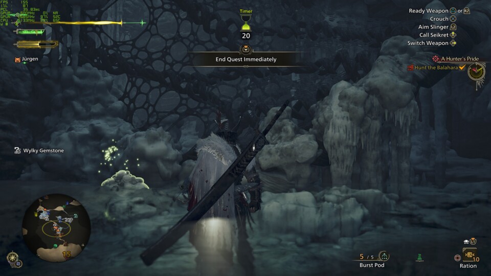 Gestein, wie ihr es hier seht, ist wohl eine der größten Schwächen, was die Optik in Monster Hunter Wilds angeht. Sie sind oft unscharf und verwaschen.