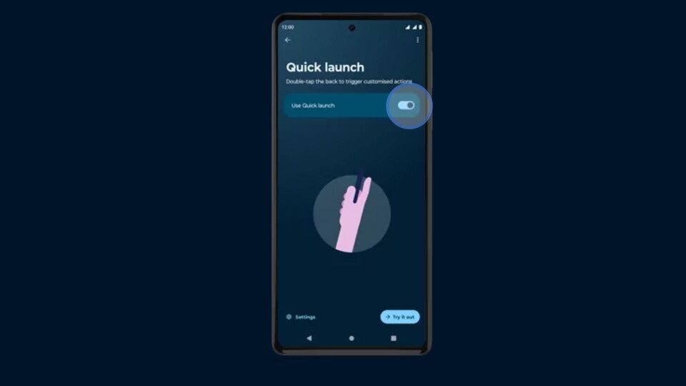 Tippt ihr unten rechts auf »Ausprobieren«, erhaltet ihr eine kurze Anleitung zu Quick Launch. (Bild: Motorola)