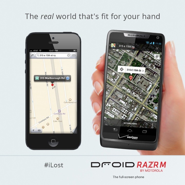 Motorola macht sich über die Fehler in der iOS 6-Map-App lustig.