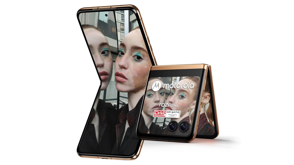 Allseits einsatzbereit - auch in zusammengeklappter Form gewährt euch das Motorola razr40 Ultra Zugang zu seinen zahlreichen Funktionen!