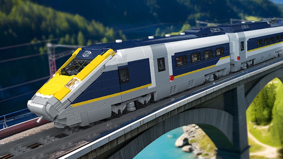 Zum Verwechseln ähnlich: Der Schnellzug von Mould King sieht auch ohne teure Lizenz gut aus.