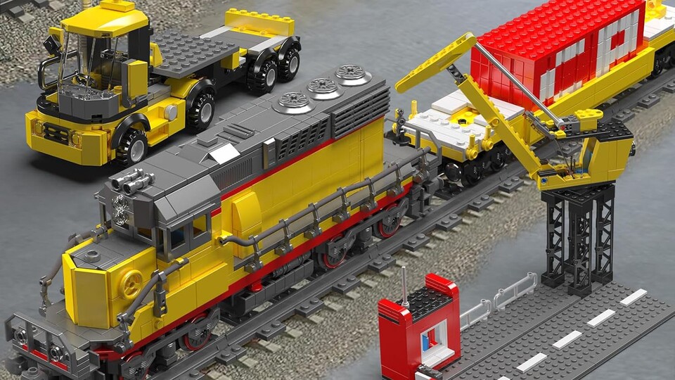 Der Güterzug ist zwar das günstigste Set der drei, beinhaltet aber einiges an Zubehör, um den Bahnhofsverkehr nachzustellen.