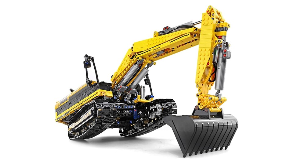 Natürlich kann sich das Mould King Modell wie ein echter Bagger auch selbst aufstemmen, um sich beispielsweise selbstständig auf einem Tieflader zu heben.