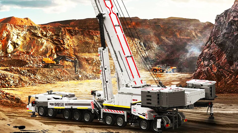 Zwölf Metallgewichte sorgen im ausgefahrenen Zustand für Stabilität. Bei LEGO gibts sowas nur für die Optik.