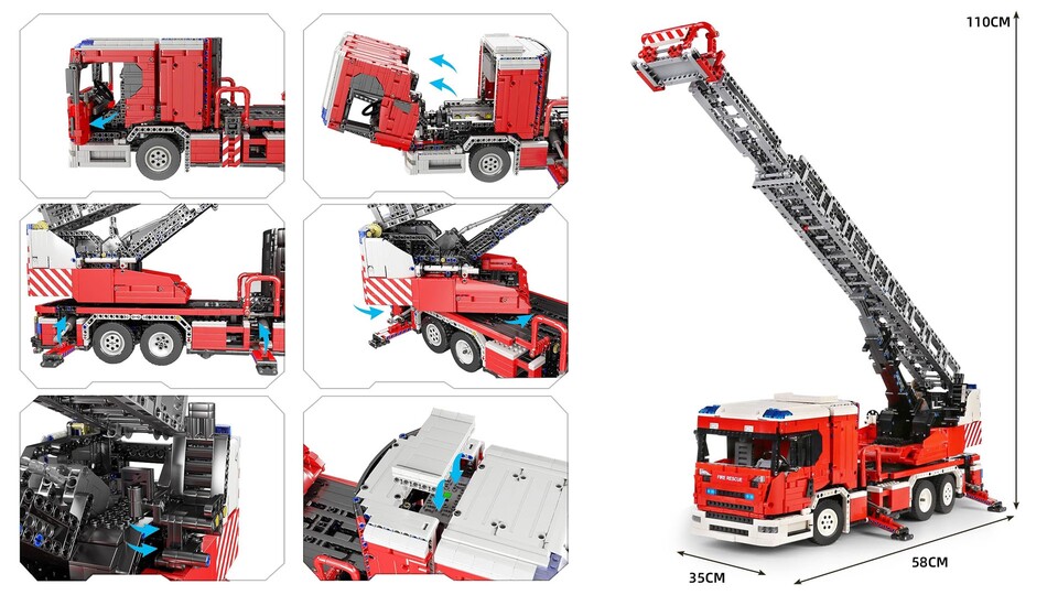 Neben der offensichtlichen Drehleiter bietet dieses Set noch eine Menge anderer Funktionen, die beim Löscheinsatz helfen.