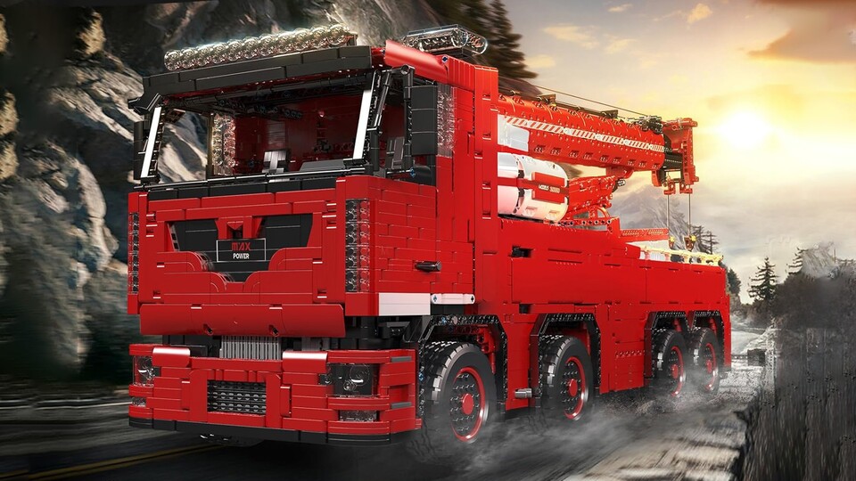 Selbst zusammengeklappt erstreckt sich das Set über eine Länge von 110 cm. Ausgefahren erreicht der Ausleger eine Gesamthöhe von 125 cm.