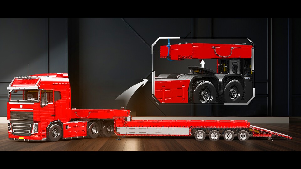 Selbst die Verriegelung in der Sattelkupplung für den Königzapfen des Aufliegers lässt sich per Fernsteuerung pneumatisch bedienen.