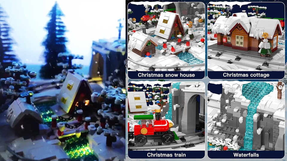 Ein kleines süßes Dorf erscheint bei Dunkelheit dank der LEDs in weihnachtlichem Charme.