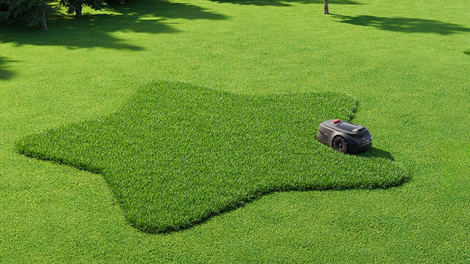 Kein Witz: Der MOVA ViAX kann sogar Muster in euren Rasen mähen!