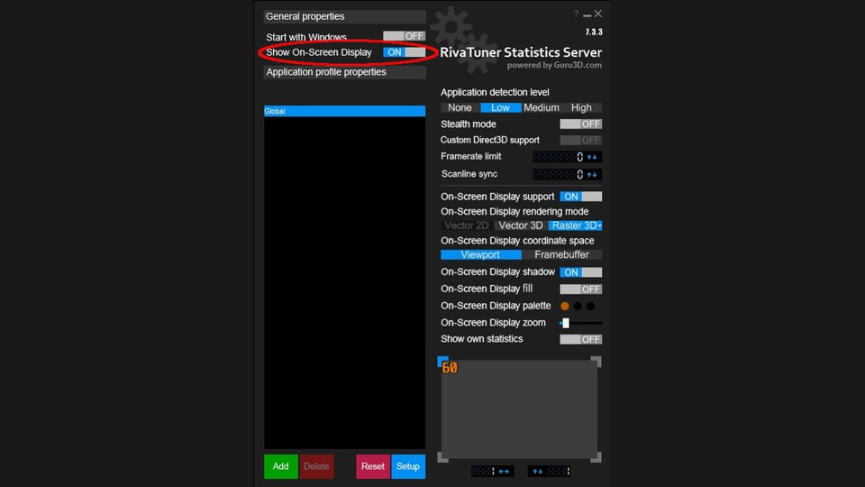 Ohne den Rivatuner Statistics Server funktioniert das On-Screen-Display nicht.