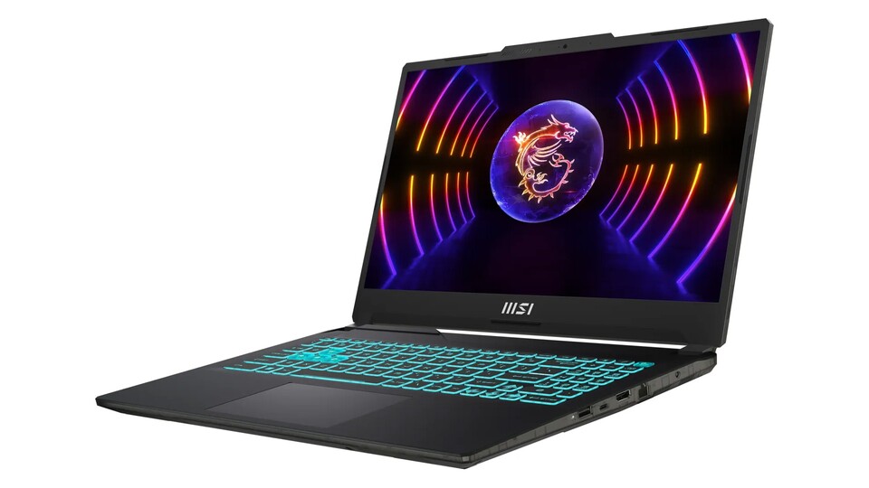 Die Tastatur des MSI Cyborg 15 ist beleuchtet und an den Seiten findet ihr alle Anschlüsse, die ihr braucht.