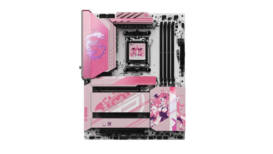 Das Mainboard für AMDs AM5 ist gut ausgestattet, dürfte seine Käuferschaft aber eher über die Ironmouse-Optik generieren. (Bildquelle: MSI)