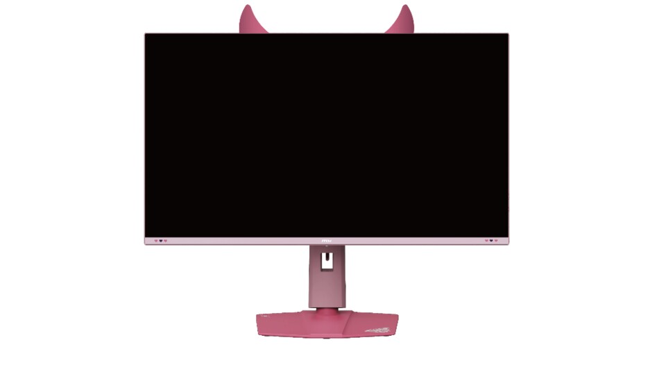 Die niedliche Optik kann täuschen: Unter den Teufelshörnchen steckt ein brillanter OLED-Monitor mit 32 Zoll, 4K und 240 Hz. (Bildquelle: MSI)