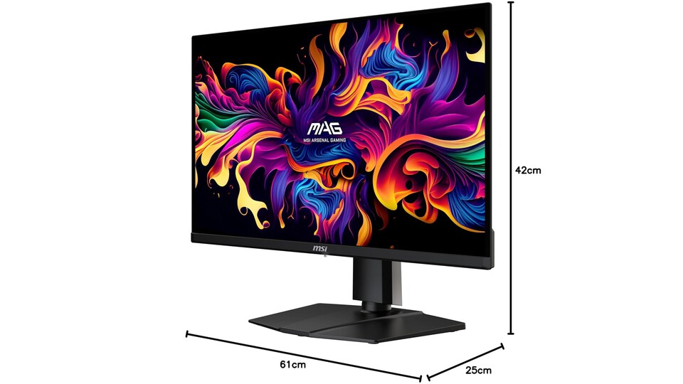 Da mein Schreibtisch nicht gerade groß ist, habe ich mich für die 27 Zoll Variante entschieden.