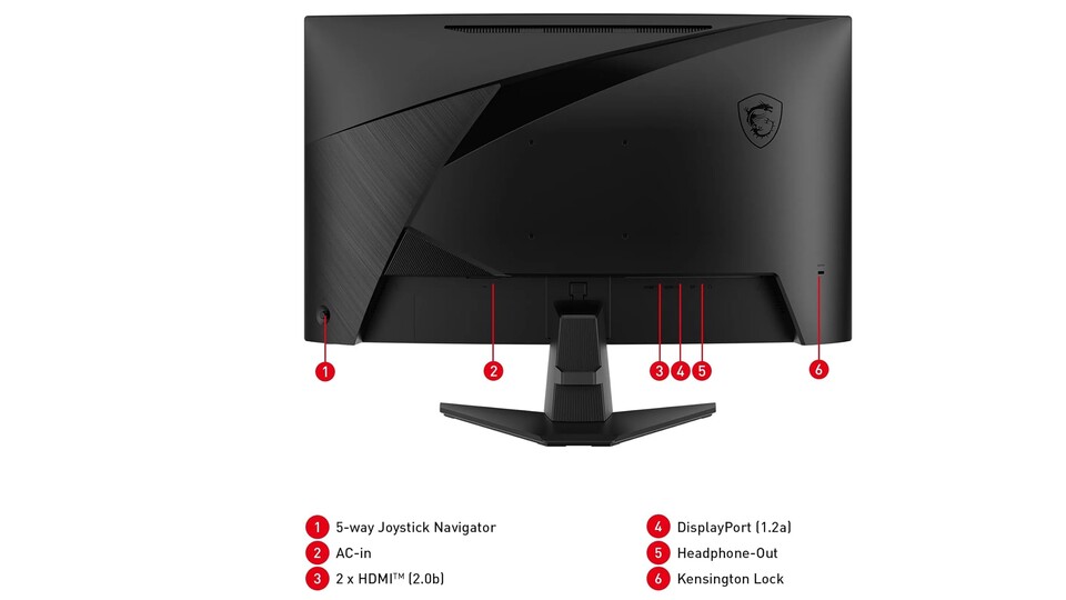 Clean und funktional: Auf der Rückseite findet ihr neben den Anschlüssen für DisplayPort und HDMI auch die VESA-Vorbereitung (100x100), falls ihr den Monitor lieber an einem Schwenkarm statt auf dem Standfuß nutzen wollt.