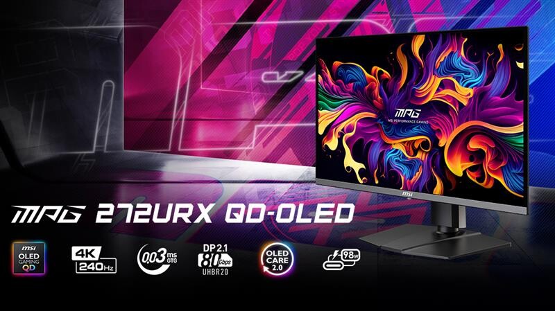 Der MPG 272URXDE QD-OLED ist der erste 27“-OLED-Monitor von MSI mit einer 4k-Auflösung.