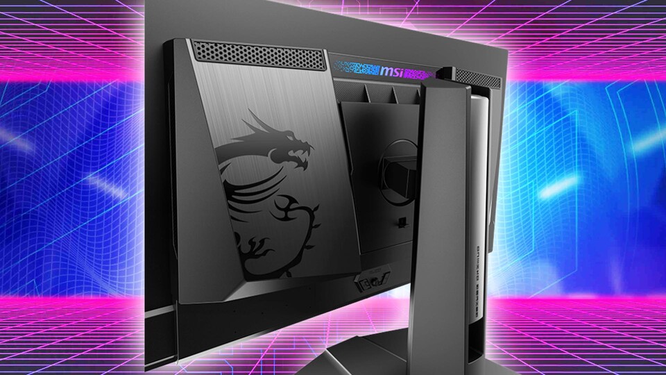 Auch von hinten ganz schick. Der höhenverstellbare Standfuß kann natürlich entfernt und an eine 100x100 VESA Halterung montiert werden.