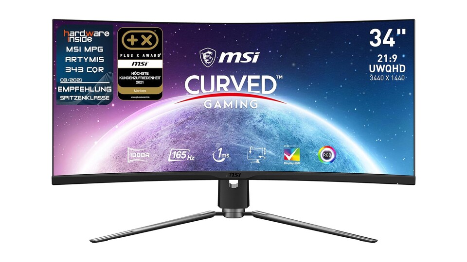 Der MSI MPG Artymis verfügt über eine enorme Spannweite und ist mit 165Hz-Bildwiederholrate außerordentlich schnell!