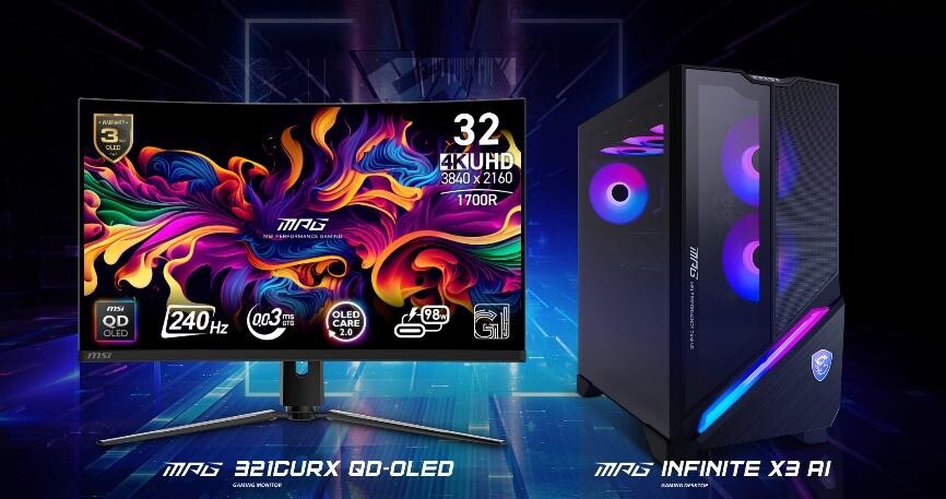 Links zu sehen: der neue Curved Gaming-Monitor von MSI.