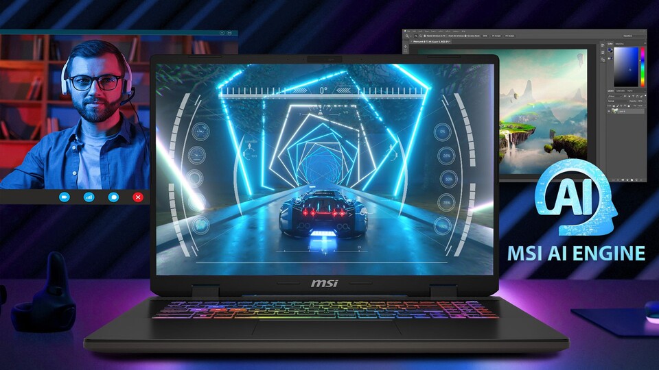 Mit einem schicken Design und cooler RGB-Tastatur überzeugt der MSI Sword 17 HX auch optisch!