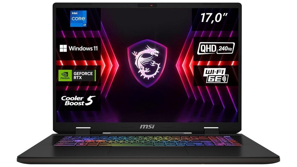 Das MSI Sword 17 HX ist mit einem großzügigen 17 Zoll-Display ausgestattet, das euch dank 240Hz-Bildwiederholrate superflüssige Bilder liefert!