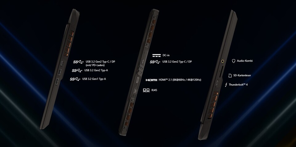 Anschlüsse ohne Ende inklusive Thunderbolt.