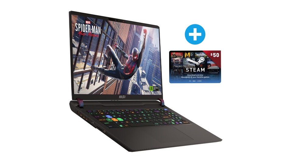 So könnt ihr euch gleich Baldurs Gate 3 gratis mit dazu gönnen: Das MSI Vector GP68 HX kommt im Bundle mit einer großzügigen Guthabenkarte für Steam daher!