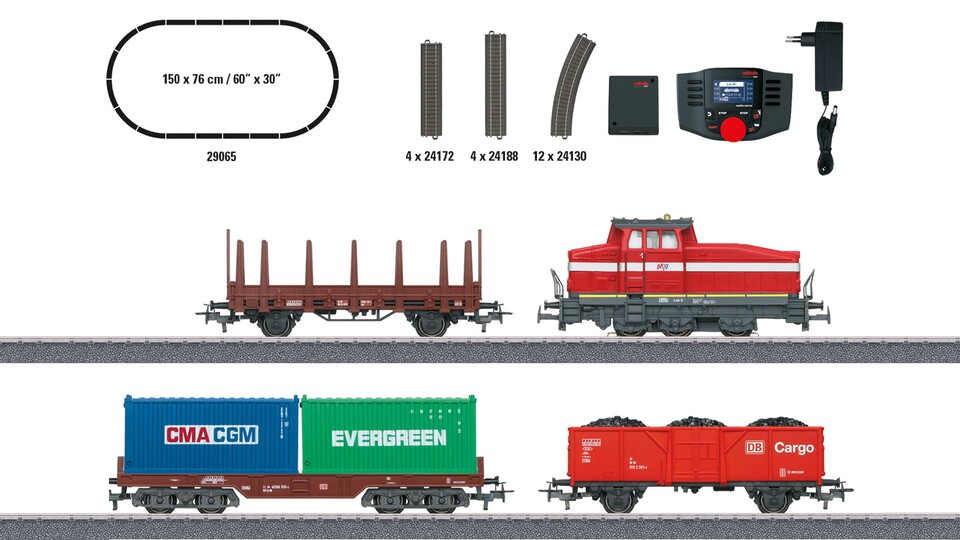 Ein schöner DB-Kohlewagon und Evergreen-Container. Um den Suezkanal zu versperren, ist sie aber zu klein.