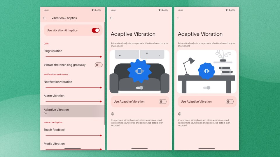 Maybe a blessing for me: adaptive vibration expected for Android 15. (Image: googlewatchblog.de)