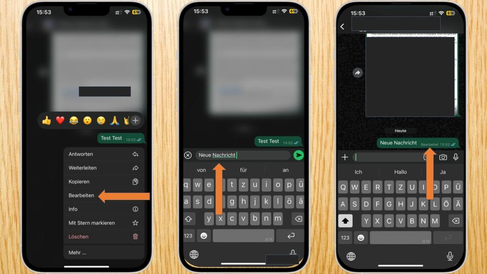 Ihr könnt Nachrichten direkt in euren Chats bearbeiten. Beachtet jedoch, dass diese Änderungen markiert werden und ihr nur 15 Minuten dafür habt.