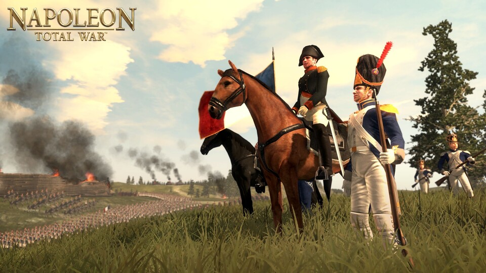 Napoleon reitet selbst als General über die Schlachtfelder. Bis er verwundet wird.