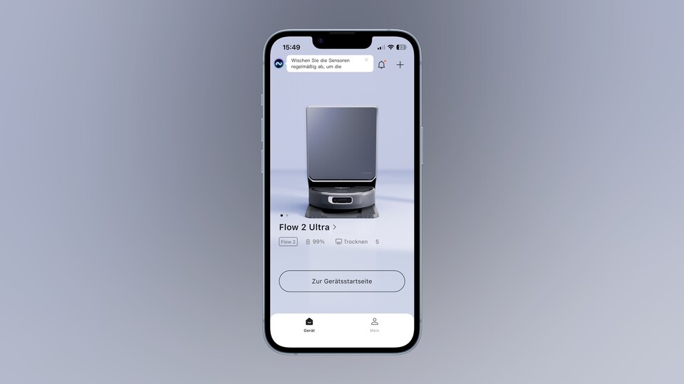 Der Hauptbildschirm der Narwal-App.