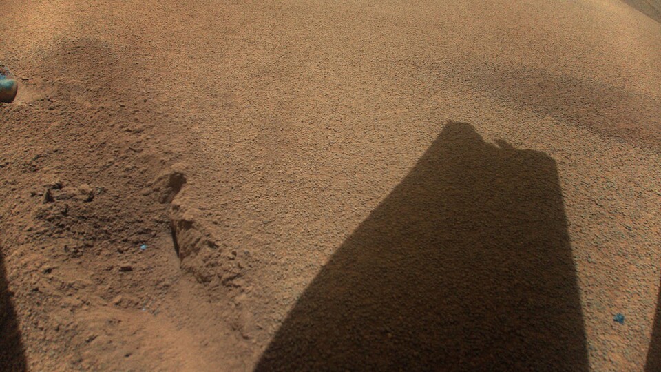 Der Schatten gibt Gewissheit: Die Spitze von einem der Rotoren ist abgebrochen. (Quelle: NASAJPL-Caltech)