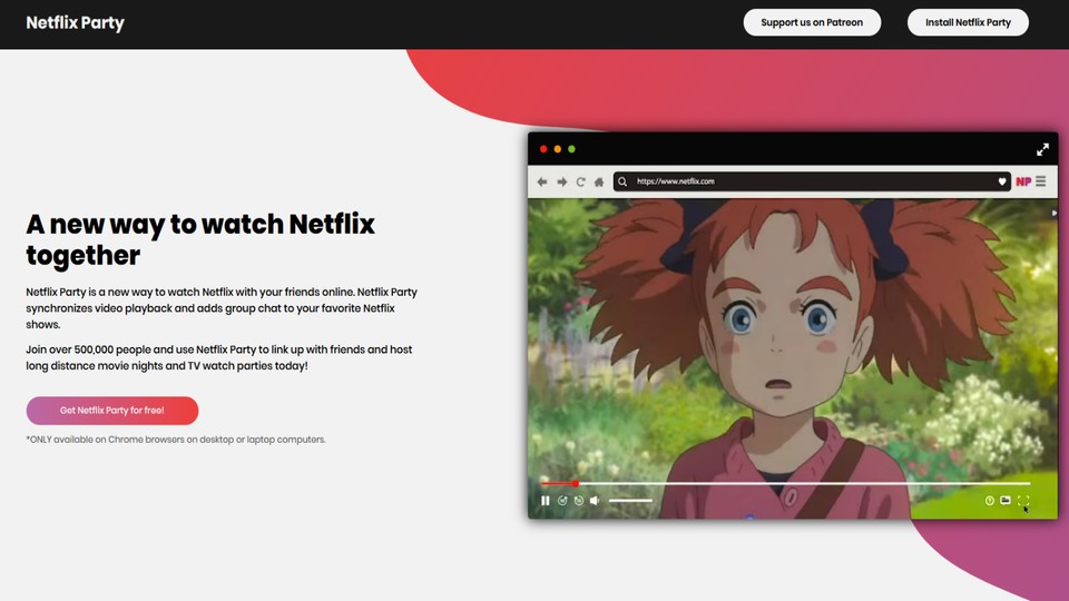 Netflix Party erlaubt euch das zeitgleiche Streamen von Netflix auf mehreren Computern, beispielsweise mit Freunden.