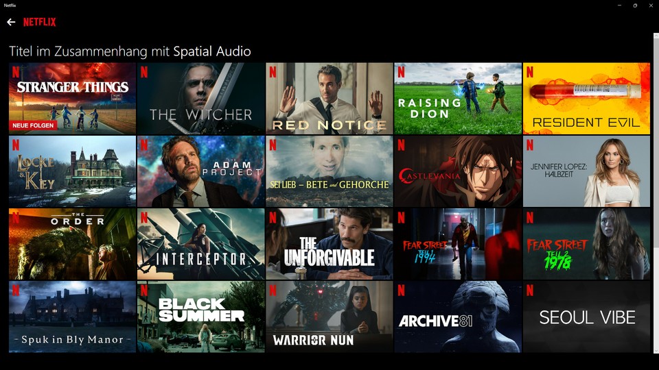 يعرض بحث Netflix جميع الأفلام والمسلسلات التي تدعم الصوت المكاني بالفعل.