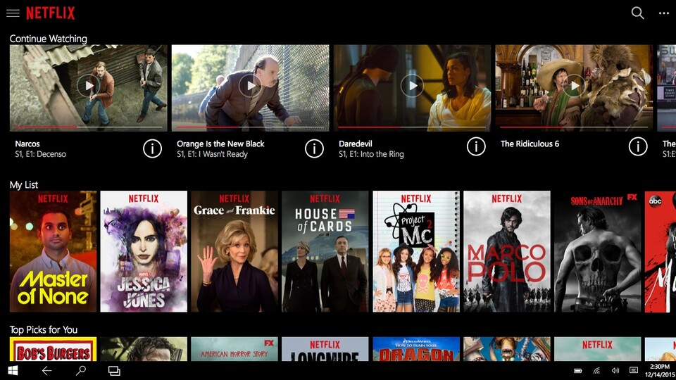 Netflix ist nun aich als Windows 10 Universal App erhältlich.